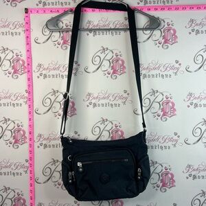 Kipling live light bag pockets multi durable Black Crossbody Shoulder Bag silver